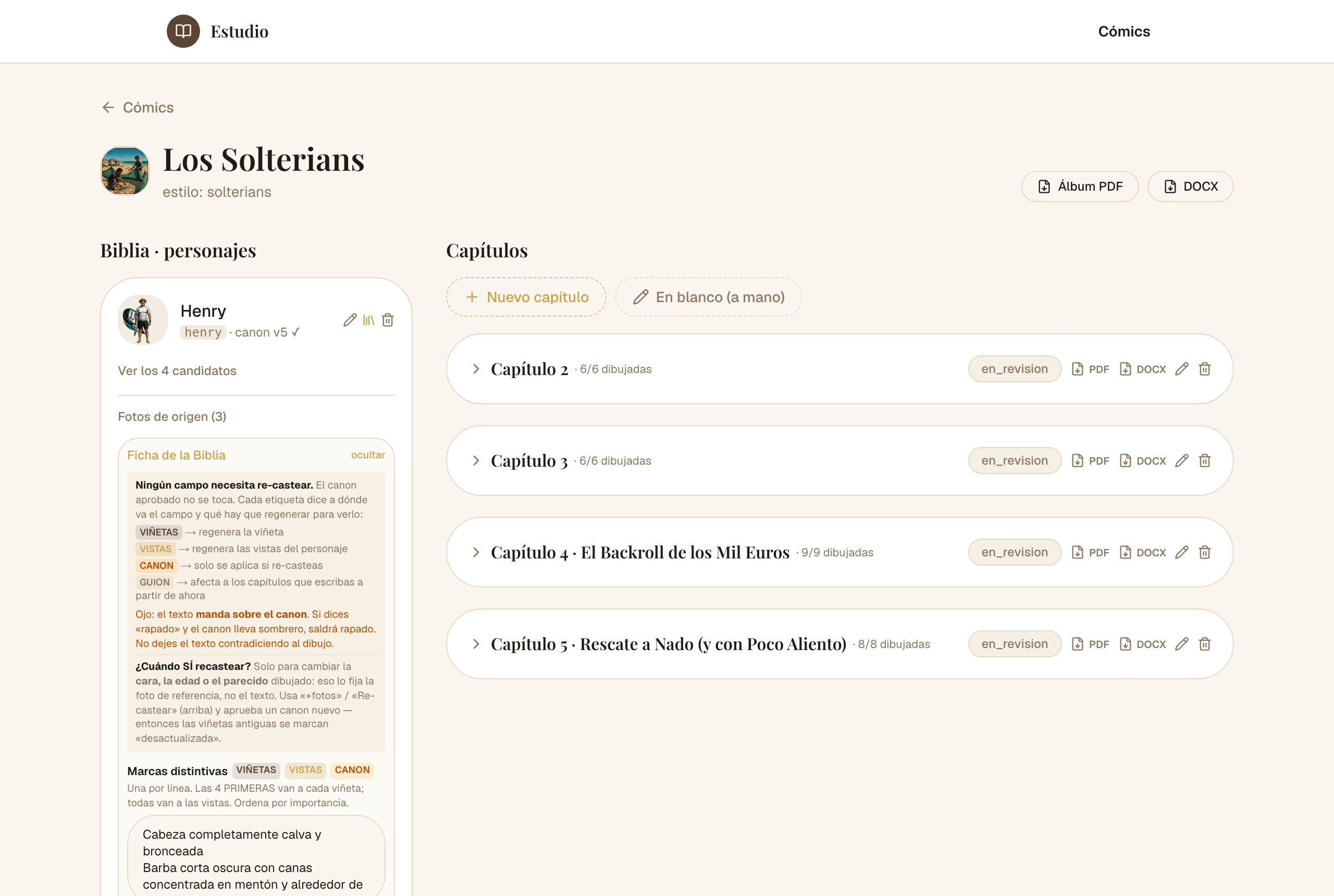 La ficha de un personaje